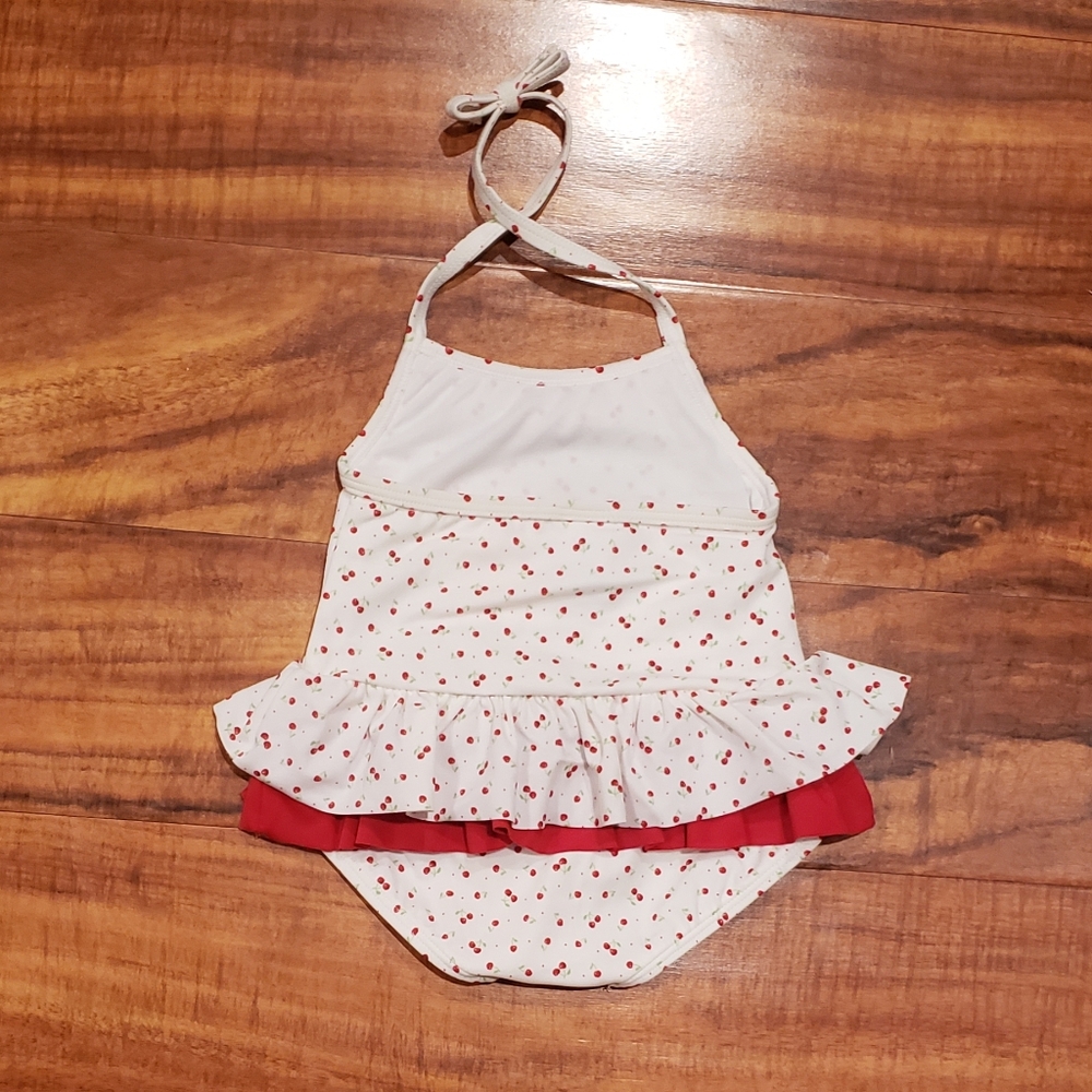 Janie and Jack NWT 6-12 months cherry ruffle swimsuit, coverup, shoes and socks - Picture 7 of 16